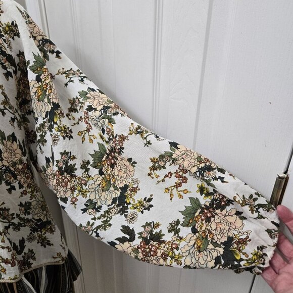 One Teaspoon Peasant Blouse Small Floral Lace up High Low Cottagecore fairy - Picture 9 of 15